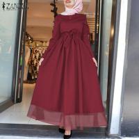 ราคา Esolo ZANZEA ผู้หญิงมุสลิมอิสลาม Abaya Kaftan Tulle ตาข่ายยาว Swing เสื้อ S 5XL (7447210420)