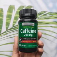 ราคา คาเฟอีน อัดเม็ด Caffeine 200 mg 120 Tablets Maximum Strength with Green Tea Extract Fitness Labs (9777807748)