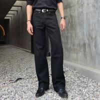 ราคา Golden Zebra Jeans กางเกงยีนส์ชายสีดำซุปเปอร์แบล็คทรงขากระบอกใหญ่ ผ้าไม่ยืดเอวสูงไซส์เล็กไซส์ใหญ่ (22651179633)