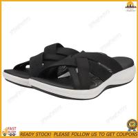 ราคา จัดส่งรวดเร็ว รองเท้าแตะเบาะหนาสตรีรองเท้าสลิปเปอร์น้ำหนักเบารองเท้าแตะสานส้นเตารีดสายไขว้แบบกว้างสำหรับหน้าร้อน (22532143182)