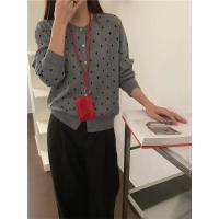 ราคา Cici ZJ802 เสื้อคาดิแกนไหมพรมแขนยาวกระดุมหน้าแต่งลายจุด สไตล์ฝรั่งเศส (23048627892)