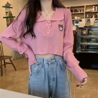 ราคา BD88 SHOP เสื้อไหมพรม เอวลอย แขนยาว คอปก ปักลายหมี น่ารัก สไตส์เกาหลี รุ่น91025 (16557971697)