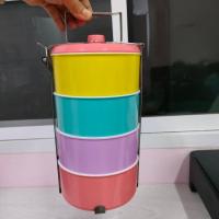 ราคา ปิ่นโต ปิ่นโตสลับสี 4ชั้น 14x14 x 30 5 cm ปิ่นโตใส่อาหาร 4 Tier ปิ่นโตอย่างดี ปิ่นโต 4 เถา ปิ่นโตสีหวาน ปิ่นโตพลาสติกสลับสี เกรดดี (960710535)