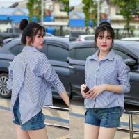 ราคา Sunny เสื้อเชิ้ตลายริ้วผ่าหลัง 6สี เสื้อเชิ้ตแขนยาวลายทาง ดีเทลผ่าหลังเก๋สุดๆ (22674193419)