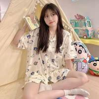 ราคา ชุดนอนชินจัง ชุดนอนเสื้อแขนสั้น กางเกงขาสั้น ผ้าคอตตอน คอปกกระดุมหน้า ชุดนอนลายการ์ตูน ชุดนอนผู้หญิง ชุดนอน Crayon Shin chan (22202107795)