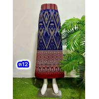 ราคา ผ้าถุงสำเร็จผ้าฝ้ายสีครามตีนแดง ผ้าถุงป้ายตะขอ เอวฟรีไซส์SS 42 (22983637111)