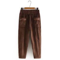 ราคา ล้างสต๊อก กางเกงฮาเร็มผ้าลูกฟูกเอวยางยืดมีกระเป๋าติดซิปชุดผู้หญิงไซส์ใหญ่กางเกงขายาวลำลองสำหรับฤดูใบไม้ผลิและฤดูใบไม้ร่วง mz065 (21467591595)