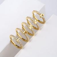 ราคา แหวนตัวอักษร A Z สีทอง ติดเพชร CZ ชุบทองคำแท้18K ไม่ลอก ไม่ดำ ของขวัญให้แฟน แหวนคู่รัก Alphabet Ring Gold (19555544008)