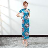 ราคา กี่เพ้าลายดอกเชอร์รี่ ชุดกี่เพ้าผู้หญิงเซ็กซี่ ชุดตรุษจีน ชุดสีแดง มี 4 สีให้เลือก (13735439636)