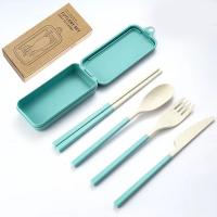 ราคา 4ชิ้นชุดเครื่องใช้บนโต๊ะอาหารส้อมฟางข้าวสาลีแบบพกพาพับได้ชุดเครื่องใช้บนโต๊ะอาหารตะเกียบพับพร้อมกล่องตั้งแคมป์ปิกนิกชุดอุปกรณ์ทานอาหารแบบเดินทาง (20794776492)