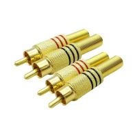 ราคา ปลั๊กต่อ RCA 4ชิ้นชุบทองหัวต่อตัวผู้สัญญาณเสียงพร้อมตัวป้องกันสายสปริงโลหะปลั๊ก RCA เสียงและวิดีโอสีแดงสีดำ (21124797419)