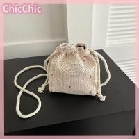 ราคา ChicChic กระเป๋าชายหาดฟางมีเชือกรูดกระเป๋าปักลายดอกไม้สำหรับผู้หญิงกระเป๋าสะพายข้างลูกไม้สำหรับการเดินทาง (23019836865)