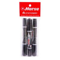 ราคา Horseปากกามาร์คเกอร์ 2หัว แพ็ค3ด้าม ดำ (23087982711)