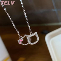 ราคา TELV แฟชั่นการ์ตูน Sanrio Hello Kitty สร้อยคอจี้สำหรับผู้หญิง Kawaii Double Ring clavicle CHAIN Charms เครื่องประดับของขวัญแฟน (22568850863)