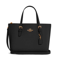 ราคา กระเป๋าถือ COACH ของแท้ มือ 1 ทรงสวย รุ่นใหม่ หนังแท้ มีสายยาว ปรับความยาวได้ COACH C4084 MOLLIE LEATHER TOTE 25 Black (21386498971)