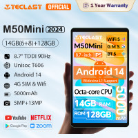ราคา ใหม่ แท็บเล็ต TECLAST M50 Mini Android 14 ขนาด 8 7 นิ้ว 90Hz TDDl Unisoc T606 CPU 8 แกน แท็บเล็ตไม่ล็อกซิม 4G LTE 5G WIFI Widevine L1 16GB 128GB ขยาย TF 1TB เบาและบาง รับประกัน 1 ปี (22905990521)
