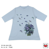 ราคา แตงโม SUIKA เสื้อยืดคอกลมตัวแขนยาวเจาะกระเป๋าข้าง พิมพ์ลายดอกไม้ JP OS 003 สีฟ้า (23127088188)