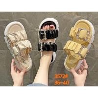ราคา รองเท้าผู้หญิง รองเท้าส้นเตารีด พื้นหนา รัดข้อ ประดับเพชร หนังนิ่มมาก (20476811051)