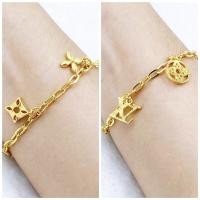ราคา สร้อยข้อมือทองห้อยจี้หลุยส์น่ารัก 1บาท ทองโคลนนิ่งเหมือนแท้ ทองชุบ 0187 (22038453942)
