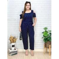 ราคา ชุดจั้มขายาวสาวอวบอ้วน Miss M A Closet เสื้อเปิดไหล่ติดกระดุมไหล่กางเกงขายาว ผู้ หญิง Clothing Lady Women Girl (22820818057)