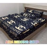 ราคา ชุดผ้าปูที่นอน5และ6ฟุต ครบชุด5ชิ้น ลายชาแนลสีดำ (7113988715)