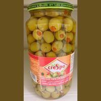 ราคา CreSpo Green Olives With Minced Pimento In Brine 907g ครีสโป มะกอกเขียวไส้พริกแดง 907กรัม (2995204284)