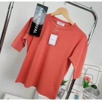 ราคา 037 เสื้อยืดยูนิคอกลมแขน 3ส่วน ฟรีไซส์ อก 36 40 23 (22702497299)