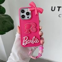 ราคา Cartoon Pink Barbie Wrist Strap Lanyard Phone Case for IPhone 11 Case 14 Pro Max 15 Pro Max Case IPhone 7 Plus 8 Plus 13 12 X XS XS Max XR Silicone Soft Cover (21920352582)