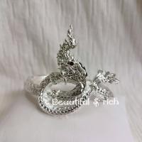 ราคา เครื่องประดับชุดไทย กำไลพญานาคสีทอง สีรมดำ สีเงินขาว รุ่นประดับพลอยขาว (20457675257)