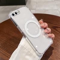 ราคา For iPhone 7 plus 8 plus 6 plus 6s plus 7 8 6 6s 11 12 13 14 15 Plus Pro Max Casing Transparent silicone phone case with four anti drop soft shell lenses covering all corners and magnetic suction func