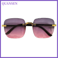 ราคา QUANSEN แว่นตาแฟชั่นไล่ระดับสีสำหรับผู้หญิงแว่นกันแดดป้องกันรังสียูวีแว่นตาไร้กรอบทรงสี่เหลี่ยมเรียบง่ายสำหรับผู้หญิง (22683479696)