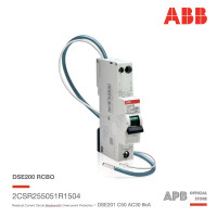 ราคา ABB DSE201 C50 AC30 ลูกย่อยป้องกันไฟดูด ไฟรั่ว RCBO รุ่น DSE201 C50 AC30 1P 6kA 30mA (18049996983)