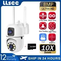 ราคา Linook 8MP HD Wireless WiFi Camera Dual Lens PTZ Intelligent Color Night Vision 360 Indoor CCTV Security Camera Motion Tracking Zoom 10X Wireless WiFi IP Security Camera (21836477652)