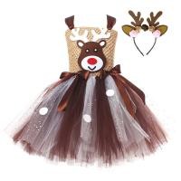 ราคา 7Tlilysshop Kids Girl Christmas Reindeer Costume Cute Mesh Tulle Dress and Antler Headband Set for Toddler Party Cosplay Outfit (22332652862)