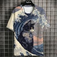 ราคา Samurai Cat เสื้อยืดผู้ชายแฟชั่นญี่ปุ่นแขนสั้นเสื้อยืดขนาดใหญ่ Street สวมใส่สบายๆเสื้อกีฬาชายเสื้อผ้า Tops (22539620829)