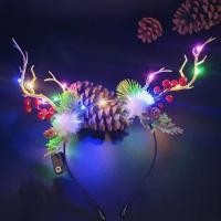 ราคา Lorra LED มงกุฎคาดผม เขากวาง ประดับดอกไม้ เครื่องประดับผมคริสต์มาส เรืองแสง (22931963211)