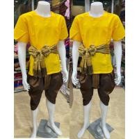 ราคา ชุดไทยผู้ชาย ชุดไทยพื้นเมือง เสื้อคอกลมผ้าคอตตอน โจงกระเบน ผ้าคาด (22758221949)
