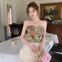 ราคา 39077 580 512 เสื้อครอปปาดไหล่ เสื้อเกาะอก เสื้อสายเดี่ยว ลายดอก รัดรูป สม็อคหลัง งานสวยมาก (19272066092)