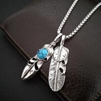 ราคา BAC สร้อยคอไทเทเนียมสำหรับผู้ชายจี้โลหะอัลลอยทรงขนนกแบบย้อนยุค (9938115648)