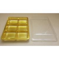 ราคา กล่องพลาสติก ฐานน้ำตาล ฐานทอง 6 ช่อง กล่องบราวนี่ กล่องใส่วุ้น แพค10 ชิ้น E82 (22517483191)