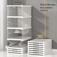 ราคา Foldable Integrated Shoe Box Organizer and Storage Boxes Cabinet Transparent Visible Installation Free Rack (22569279097)