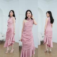 ราคา ชุดไปงานแต่งงาน ชุดไปงานแต่ง ชุดเดรส ชุดออกงาน ชุดราตรี พรีเมี่ยม ไหล่เบี่ยงจีบข้าง มีดอกไม้ งานแต่งงาน Woman Dresses (22798088523)