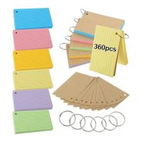 ราคา 600 Piece Multicolor Index Cards Revision Cards with 6 Binder Rings Flash Cards Random Color Kraft Paper Lined Record Cards (22044216031)
