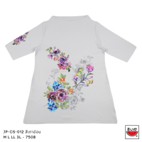 ราคา แตงโม SUIKA เสื้อยืดคอปาดตัวยาวแขนสามส่วนเจาะกระเป๋าข้าง พิมพ์ลายดอกไม้ JP CS 012 (23126757907)
