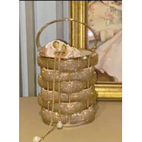 ราคา ตะกร้าสานมือทำด้วยมือทำจากโลหะเป็นประกายถังเลี้ยงนกสำหรับงานปาร์ตี้กระเป๋าพาดตัวแฟชั่นสานด้วยมือ (22548820937)