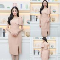 ราคา ชุดไปงานแต่ง ชุดออกงาน ชุดเดรสไปงานแต่ง L263 เดรสยาว แขนกุด จีบสะโพก งานหมั้น งานแต่งงาน แต่งงาน ผู้หญิง เสื้อผ้า (22797070309)