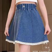 ราคา ZANRA กระโปรงยีนส์เด็กหญิง กระโปรงยีนส์ลูกไม้ กระโปรงยีนส์เอวสูง กระโปรงยีนส์ยืดสูง กระโปรงสาว ด้านล่างของสาวๆ (20438657076)