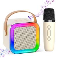 ราคา Portable Karaoke Machine with 2 Wireless Microphone Mini Portable Bluetooth Speaker with Wireless MicrophoneGifts for Kids Age 4 12BoysGirlsAdultsParty Home KTVOutdoorTravel Beige (23129681422)