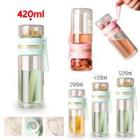 ราคา 420ml 360ml กระบอกน้ำชา กระบอกชงชา กระจกสองชั้น ขวดชาพร้อมตัวกรอง แก้วกรองชาร้อน กระบอกชงชา แก้วชงชา กระบอกชงชาพกพา แก้วแยกกากชา ถ้วยกรองชา (22575139960)