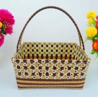 ราคา กระเช้าสานเส้นพลาสติก ตะกร้าสานเส้นพลาสติก ตระกร้าสานเส้นพลาสติก ที่จับโครงลวด หลายขนาด วัดจากขอบปากตะกร้า (17141633748)